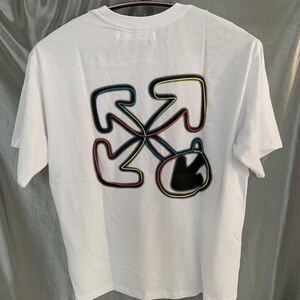 Off-White White Tee with Colorful Arrow Design